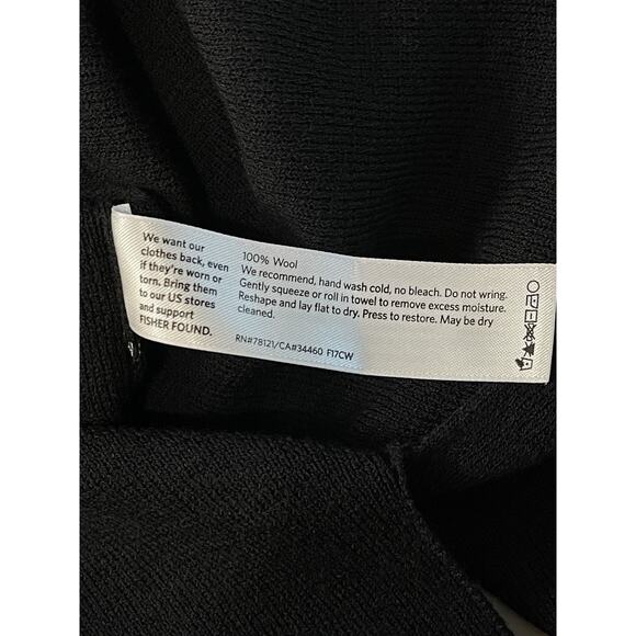 Eileen Fisher Double Slit 100% Wool Short Sleeve Knit Longline Tunic Top Size S - Picture 4 of 5